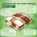 Merino Blanket 240x200 cm - Pure Blanket made of 100% Merino Sheep Wool - Warm and Natural Wool Throw - Weight 500g/m² - 6
