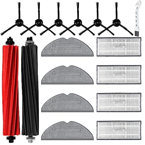 Pack of 17 Accessories for Roborock S8 Pro Ultra Robot Vacuum Cleaner with 2 Main Brushes, 4 Wipes, 4 Filters, 6 Side Brushes, 1 Cleaning Brush