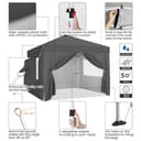 Yaheetech Pop-Up Gazebo 3x3 with 4 Removable Side Panels, Silver-costed Oxford Marquee Canopy w/Wheeled Bag & Sandbags, Metal Frame Shelter Tent for Outdoor Garden Party Camping, Dark Grey - 3