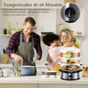 Aigostar Fitfoodie Steel - Vaporera eléctrica 9 L Vaporiera Inox, 3 recipientes Independientes, Temporizador 60 Minutos, Cuenco para Preparar arroz, Livello Di Acqua Visibile, Libre de BPA, 800W - 5