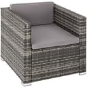 TecTake® Conjunto Jardín Combinable en Ratán y Acero 6 plazas, Conjunto Terraza Resistente a la Intemperie, Muebles Jardín Exterior 4 Sillones, 1 Mesa con Cristal, 1 Taburete, Fundas Extraíbles - Gris - 4