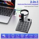 2-in-1 Numpad Wired & USB-Hub mit USB-C & USB-A-Kabeln, Ergonomischer 15° Nummernblock mit 3 USB 2.0 Hub, 18-Tasten Ziffernblock für macbook/Laptop/iPad/PC/Windows/MacOS, Schwarzer USB-C Ziffernblock - 3