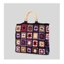 UOXOO Borsa Da Donna In Tessuto Scozzese A Contrasto Nonna, Borsa A Mano All'uncinetto In Filo Di Cotone Fatto A Mano, Borsa A Tracolla In Bambù - 3