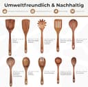 Kochlöffel Holz Set - Holzkochlöffel 10 Stück aus Teakholz - Holzlöffel, Pfannenwender Holz und weitere Kochbesteck Set - Natürlich & Perfekt für Antihaft. Leicht & Hitzebeständig Küchenutensilien - 4