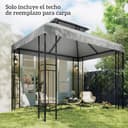 Outsunny Techo de Repuesto para Cenador, 4x3 m, Cubierta de Repuesto con Techo Doble, 10 Orificios de Drenaje y Protección UV, Solo Toldo de Recambio para Pabellón Gazebo, Gris Claro - 9
