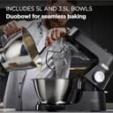 Kenwood Titanium Chef Baker Silver KVC85.004BK, Stand Mixer with Integrated Scale, 3 Stainless Steel Mixing Hooks and Rubber Whisk, 5L and 3.5L Bowls, 1200W, Black - 3