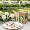 Set di posate compostabili al 100% (150 pezzi) - Posate in legno compostabili ecocompatibili [50 forchette, coltelli, cucchiai] - Set di posate, forchette, cucchiai e coltelli in legno usa e getta - 6
