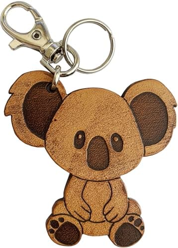 Portachiavi Artigianale Koala in Vero Cuoio – Inciso a Laser e Tamponato a Mano – Made in Italy – Idea Regalo per Amanti degli Animali