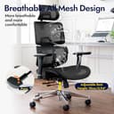 TONFARY Sedia da ufficio ergonomica in rete - Schienale alto traspirante, supporto lombare, schienale inclinabile, profondità del sedile regolabile e bracciolo 3D - Grande e alta, supporta 150 KG - 5