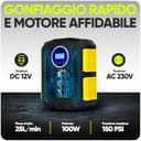 FORTEM Compressore Aria Portatile per Pneumatici, Pompa per Bicicletta, Compressore Aria 230V AC 12V DC con Luce a LED, Manometro Digitale Pneumatici con Gonfiaggio/Spegnimento Automatico (Giallo) - 5
