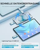 ROSPE USB Stick 128 GB für iPhone, MFi-zertifizierter Lightning Speicherstick, 3-in-1 Flash-Laufwerk für iOS/Android/PC, USB 3.0 High-Speed Memory Stick iPhone Externe Speichererweiterung, Aschblau - 5