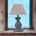 Modern Tall Wooden Washed Table Lamp - Traditional Shabby Chic Design with Taupe Linen Shade, Wood Effect Finish for Living Rooms, Bedrooms, or Hallways Decor (32cm Light Blue with Cream Shade) - 3