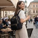 FORRICA Womens Backpack Nylon Lightweight Rucksack Casual Back Pack with Multi Pockets for Commuting and Everyday Use - Black (L) - 2