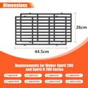 GFTIME 7637 44,5 cm x 26 cm Griglie per griglia in ghisa per Weber Spirit 200, Spirit E-210, E-220 S-210, S-220 con comandi Frontali. Griglie di Cottura per griglia Weber Spirit (Confezione da 2) - 2