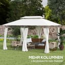 Outsunny Pavillon 4x3 m Stabil Winterfest Gartenpavillon mit Doppeldach 6 Seitenteile Ablauflöcher, Garten Pavillon aus Metall, für Garten, Terrasse, Cremeweiß - 4