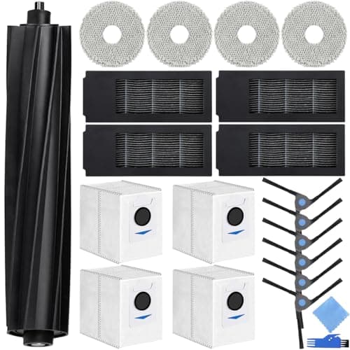 EATBALE Replacement Parts for ECOVACS DEEBOT X2 Omni / X2 / X2 Pro Robot Vacuum Cleaners 4 Dust Bag 4 HEPA Filter 4 Mop Cloth 1 Main Brush 6 Side Brush Attachment Accessories Kit Spare Parts