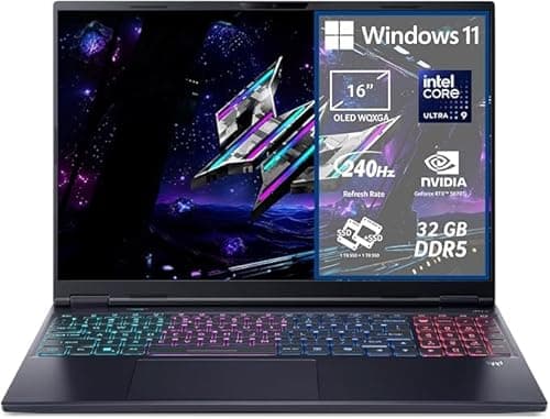 acer Predator Helios Neo 16S AI PHN16S-71-976U Notebook Gaming, NVIDIA GeForce RTX 5070 8 GB GDDR7, Intel Core Ultra 9 275HX, RAM 32 GB DDR5, 2 TB SSD, Display 16" OLED 240 Hz DDS, Windows 11 Home