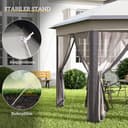 Outsunny Pavillon 4x4m Wasserdicht Pop-up sechseckiger Faltpavillon, Doppeldach, Gartenpavillon mit 6 Seitenteilen, Partyzelt inkl. Tragetasche, für Garten, Terrasse, Festival, Kaffee+Beige - 5