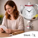 Orologio da Parete Cucina in Legno con Pendolo Oscillante, Orologio Decorativo Silenzioso Design Naturale per Cucina Soggiorno Casa - 5