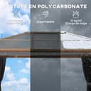 Outsunny Gazebo di lusso per terrazzo, naturale 3 x 4 m, 3 x 4 m, in policarbonato, UV50+, gazebo esterno in alluminio, impermeabile con zanzariera e tende, gazebo di lusso - 3