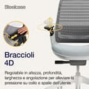 Sedia da ufficio ergonomica Steelcase Series 1 con supporto lombare LiveBack e braccioli 4D Storm Cloud; Prodotto in Europa - 5