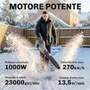 Outsunny Soffiatore a Batteria 36V, Soffiatore Foglie con 2 Batteria 4Ah, Motore Brushless 1000W, 3 Livelli Velocità 270 km/h, Turbo Boost, Caricabatterie, Leggero, per Giardino Foglie Neve Polvere - 3