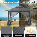 Gartenpavillon Pop Up Pavillon 4x4m, Wasserdicht UV-Schutz Stabil Faltpavillon 3-Stufen Höhenverstellbar Gartenzelt mit 4 Moskitonetz Seitenteilen & Doppeldach Partyzelt inkl. Tragetasche, Anthrazit - 3