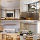 YYUTLUO LED Wood Pendant Light Dining Table Pendant Light, Brown Dimmable with Remote Control Pendant Lamp, Height Adjustable, Modern Linear Design Living Room Lamp Hanging Office Dining Room (130cm) - 4