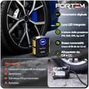 FORTEM Compressore Aria Portatile per Pneumatici, Pompa per Bicicletta, Compressore Aria 230V AC 12V DC con Luce a LED, Manometro Digitale Pneumatici con Gonfiaggio/Spegnimento Automatico (Giallo) - 6