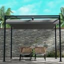 Outsunny Pérgola 3x4 m Gazebo Cenador de Jardín con Techo Retráctil de Poliéster y 12 Orificios de Drenaje Pérgola para Patio Terraza Exterior Gris Oscuro - 9