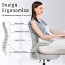 rattantree Sedia da Ufficio con Supporto Lombare, Sedia Ufficio Ergonomica con Braccioli Regolabili in Rete Traspirante, Altezza Regolabile e Schienale Inclinabile con Ruote Girevoli, Grigio - 5