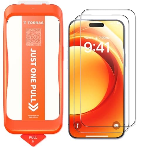 TORRAS Precision-Fit for iPhone 17 Pro Screen Protector[12FT Military Grade Shatterproof]UNBREAK TOP 9H+ Glass Screen Protector for iPhone 17 Pro Tempered Glass,Longest Durable,OneStep Install,2 Pack