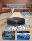 ECOVACS DEEBOT T80S OMNI Robot Aspirapolvere Lavapavimenti, 24800 Pa, OZMO ROLLER 2.0, ZeroTangle 3.0, Triple Lift, Lavaggio Mocio con Acqua Calda a 40-75 °C, Asciugatura ad Aria Calda, Nero - 2