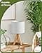 EDISHINE Set da 2 Lampade da Tavolo In Legno, Lampada da Comodino LED con Paralume in Lino Bianca, Attacco E27, Lampadina Inclusa, Lampada Vintage Per Camera Da Letto, Soggiorno, Regalo - 3
