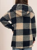 Ranphee Teddy Fleecejacke Damen mit Kapuze Warme Karierte Teddyfell Jacke 2026 Herbst Elegant Vintage Plüschmantel - 2