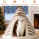 Galatée Cuccia Per Gatti, Graziosa Cuccia Per Gatti e Cani a Forma Di Igloo Con Cuscino Rimovibile, Comoda Tenda Triangolare Per Animali Domestici, Caldo Nido Per Animali Domestici(M, Grigio) - 2