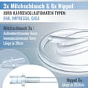 Piebert Milchschlauchset 200425 für Jura ENA E8, GIGA 6 10 W10, IMPRESSA J6 J8 J8twin Z5 Z6 Z7 Z8 Z9 Z10, S8 S80 WE8 (3x Milchschlauch 38cm, 6x Anschlussnippel, Reinigungsbürste) - 2