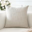 Artscope Juego de 1 Fundas de Cojines Decorativas Cuadradas de Lino 40 x 40 cm para Decoración del Hogar Sofá Dormitorio Coche 16x16 Beige - 2