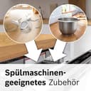 Bosch Küchenmaschine Serie 4, Knethaken, Rühr- & Schneebesen Edelstahl, Edelstahlschüssel spülmaschinenfest, 3D Rührsystem, weiß/silber, MUM58200 - 6