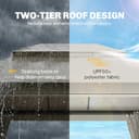 Outsunny 3 x 4 m Outdoor Garden Gazebo with Netting and Curtains, UPF50+ Double Roof Patio Gazebo Permanent Pavilion Canopy Shelter with Metal Frame, Drainage Holes, Beige - 3