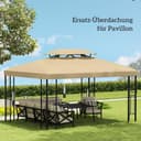 Outsunny Ersatzdach für Pavillon 3 x 4 m wasserabweisend Pavillondach mit Doppeldach Ersatzbezug für Gartenpavillon Ersatzteile aus Polyestet-Stoff Beige - 7
