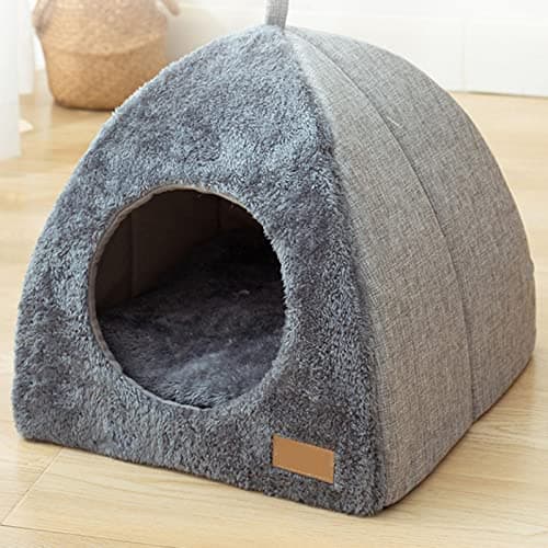 Pologmase Cat Cave Bed for Cats & Small Dogs - Tent Igloo with Removable Washable Cushion