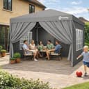 Sekey Pop Up Gazebo with Sides 3m x 3m, Heavy Duty Gazebo with Carry Bag, Instant Setup, Waterproof 1000mm - Marquee Garden Party Tent Outdoor, (Grey, 3x3 with Sides) - 8