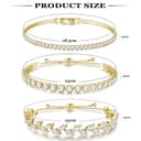 Dochais 3 Stück Tennis Armband Damen Gold Zirkonia Armbänder Diamant Armband Damen Armbänder Glitzer Tennisarmbänder Strass Kristalle Set für Frauen Mädchen Ehefrau Mutter Schmuck Geschenk B - 4