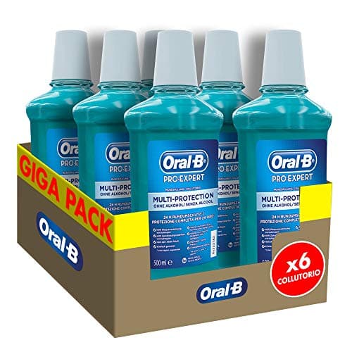 Oral-B Pro-Expert Multi-Protection Mouthwash, Fights Plaque Causing Bacteria, Mint for Long-Lasting Fresh Breath, 24-Hour Protection, Alcohol Free, Maxi Format 6 Packs x
