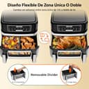 Freidora Aire 12 Litros | Freidora de Aire XXL Flexible Ajuste 1 Zona o 2 Zona, 2600W Doble Resistencia Control Independiente con Ventana y Luz, Air Fryer Grande 8-en-1 Controles táctiles Rezeptbuch - 2