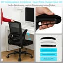 Milacyee Bürostuhl Ergonomisch, Schreibtischstuhl mit Verstellbarer 4D Lendenwirbelstütze, Drehstuhl mit Klappbare Armlehnen, Computerstuhl mit 90°-125° Liegefunktion, Netzstuhl bis 130KG, Schwarz - 4