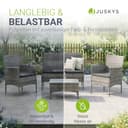 Juskys Salottino in polyrattan Fort Myers 4 Persone con divano a 2 posti, 2 sedie, tavolo e cuscini per seduta resistente alle intemperie grigio melange Mobili da Balcone Set di mobili da giardino - 3