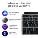 Logitech MX Keys Mini für Mac – minimalistische kabellose Tastatur für MacBook Pro, MacBook Air, iMac, iPad, Bluetooth, Tasten mit Hintergrundbeleuchtung, USB-C, flüssiges Tippen, DEU QWERTZ - Grau - 14