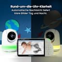 Babysense Full HD Split-Screen-Babyphone mit 2 Kameras, Nachtlicht in 6 Farben, Geräusch- & Lichtmaschine, 20-Stunden-Akku, abhörsichere Verbindung ohne WLAN - 6